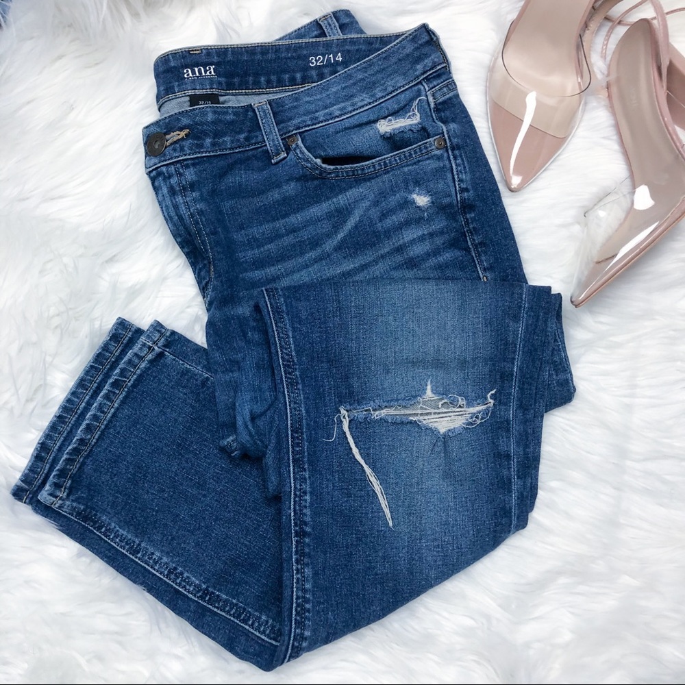 A.N.A Skinny Boyfriend Distressed Slit Knee Jeans